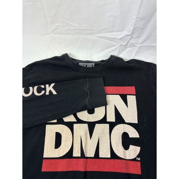 Run DMC T-Shirt Top Women's Size M Black 100% Cotton Crew-Neck Long Sleeves-Y2K - Picture 2 of 8
